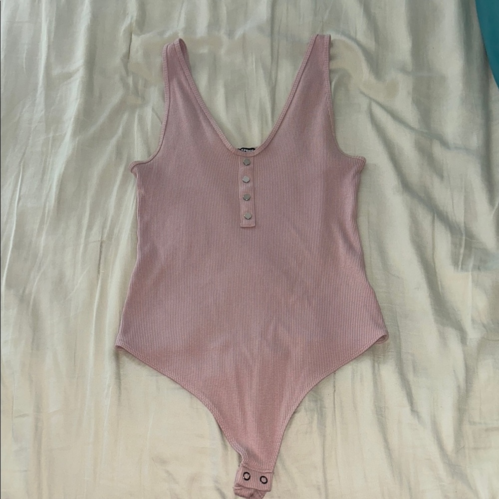 Express Pink Bodysuit with Deep V-Neckline